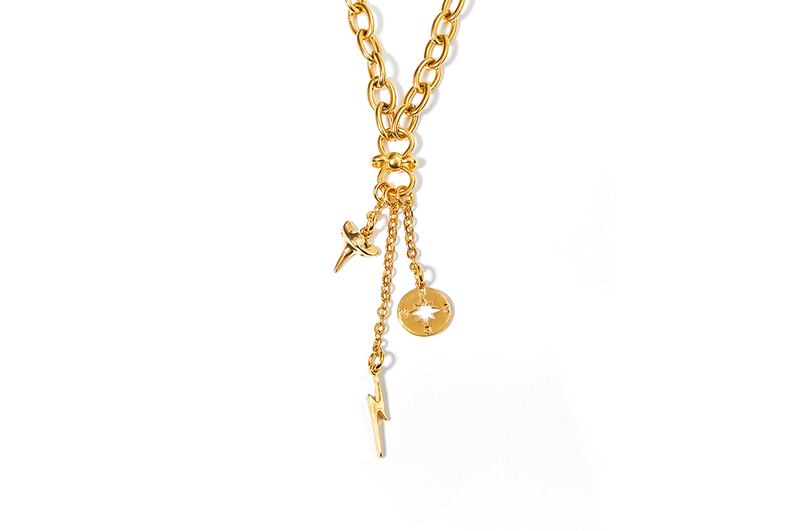 Gold Drip Charm Necklace